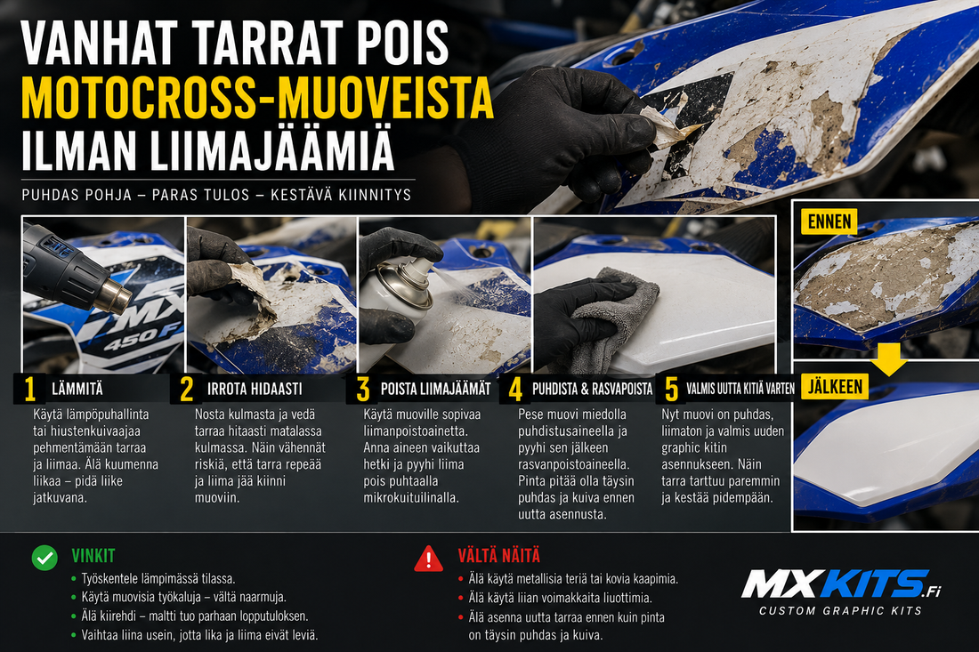 Ta bort gamla dekaler från motocrossplast