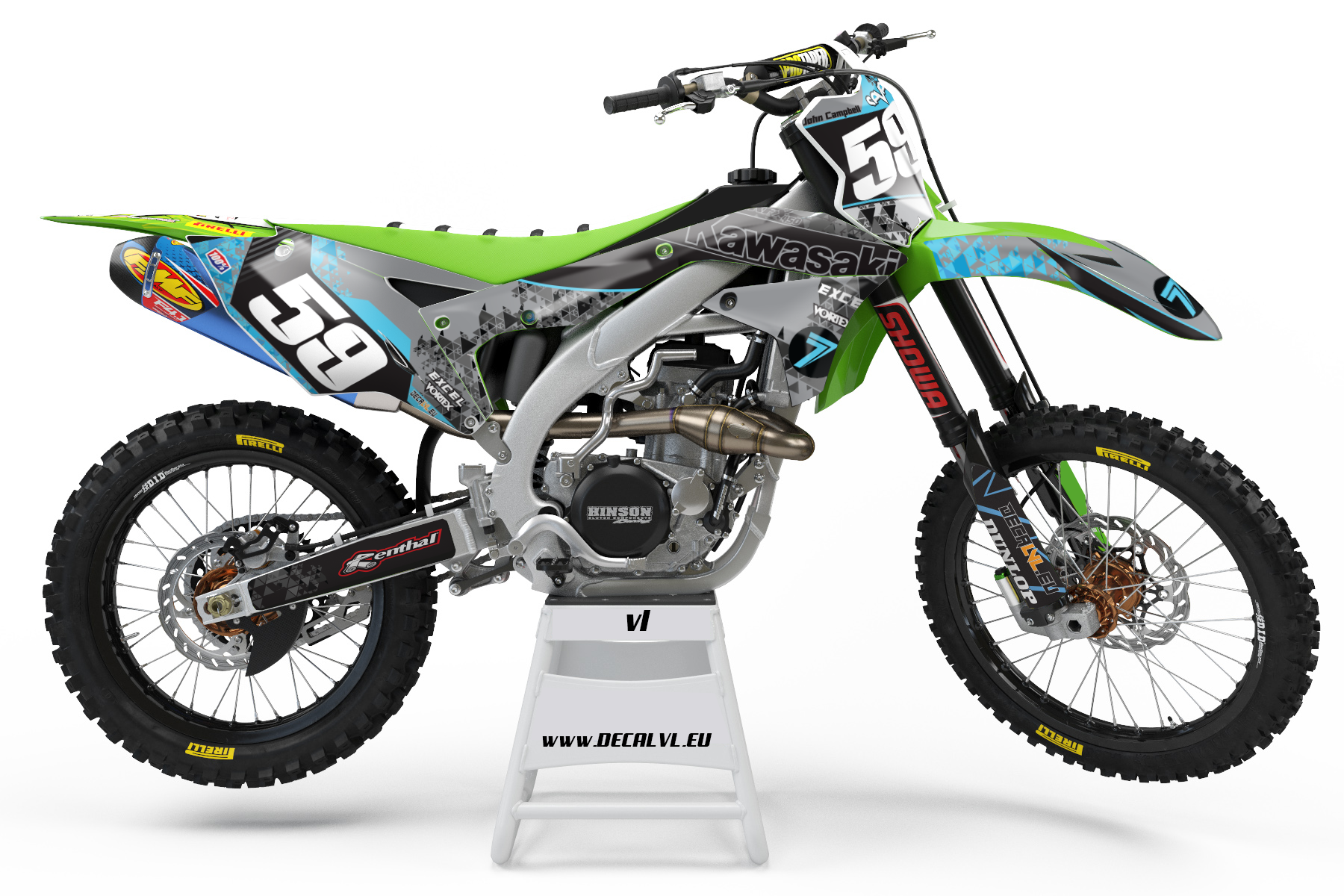 Kawasaki KX Tarrasarja “GeoStorm” – Motocross Graphic Kit 2005–2025 | KX250 & KX450 Tarrat, Personoitu Nimi ja Numero
