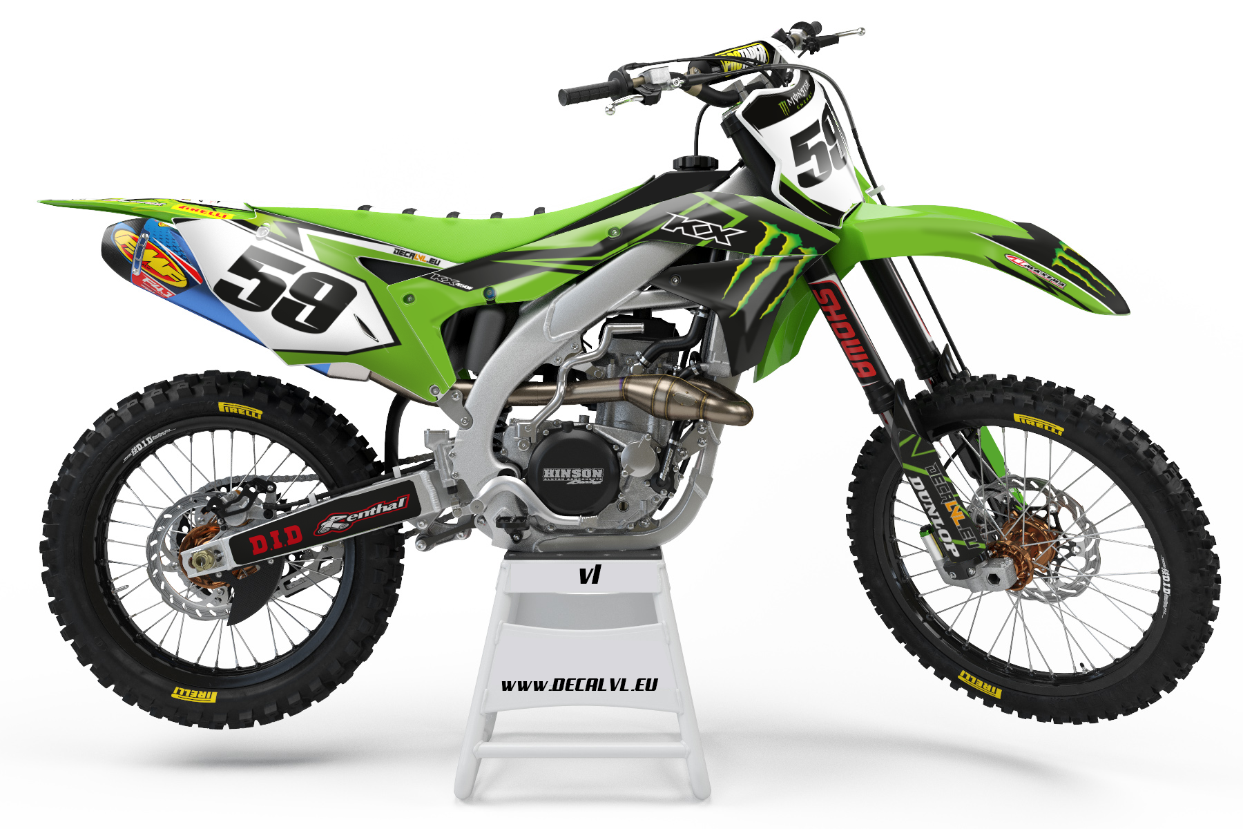 Kawasaki KX Tarrasarja “Monster Line” – Motocross Graphic Kit 2005–2025 | KX250 & KX450 Tarrat, Personointi ja Nimi