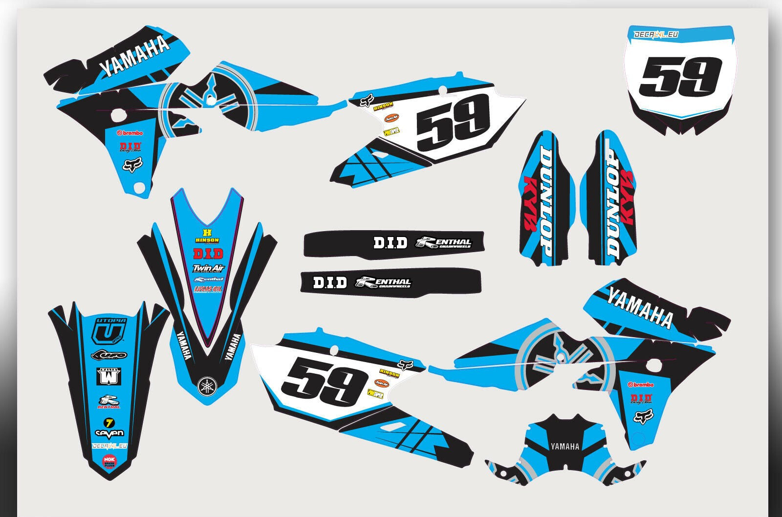 Yamaha YZ Tarrasarja “Strike Blue” – Motocross Graphic Kit 2005–2025 | Personoitu Nimi & Numero