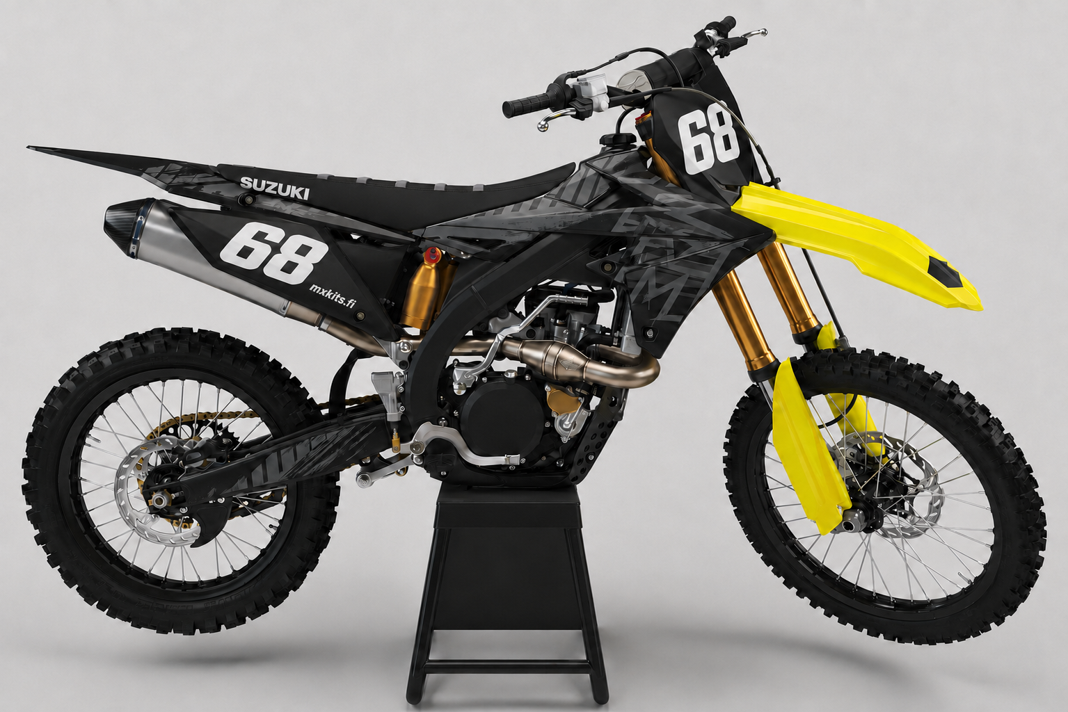 Suzuki RM-Z Hiiliviiva personoitava sponsoriton motocross-tarrasarja numerolla 68